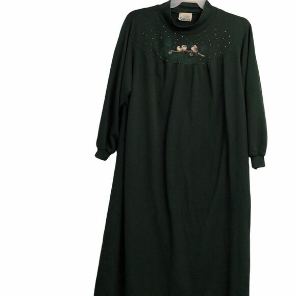 - Vintage Kittens winter birds large long night gown - Picture 1 of 4